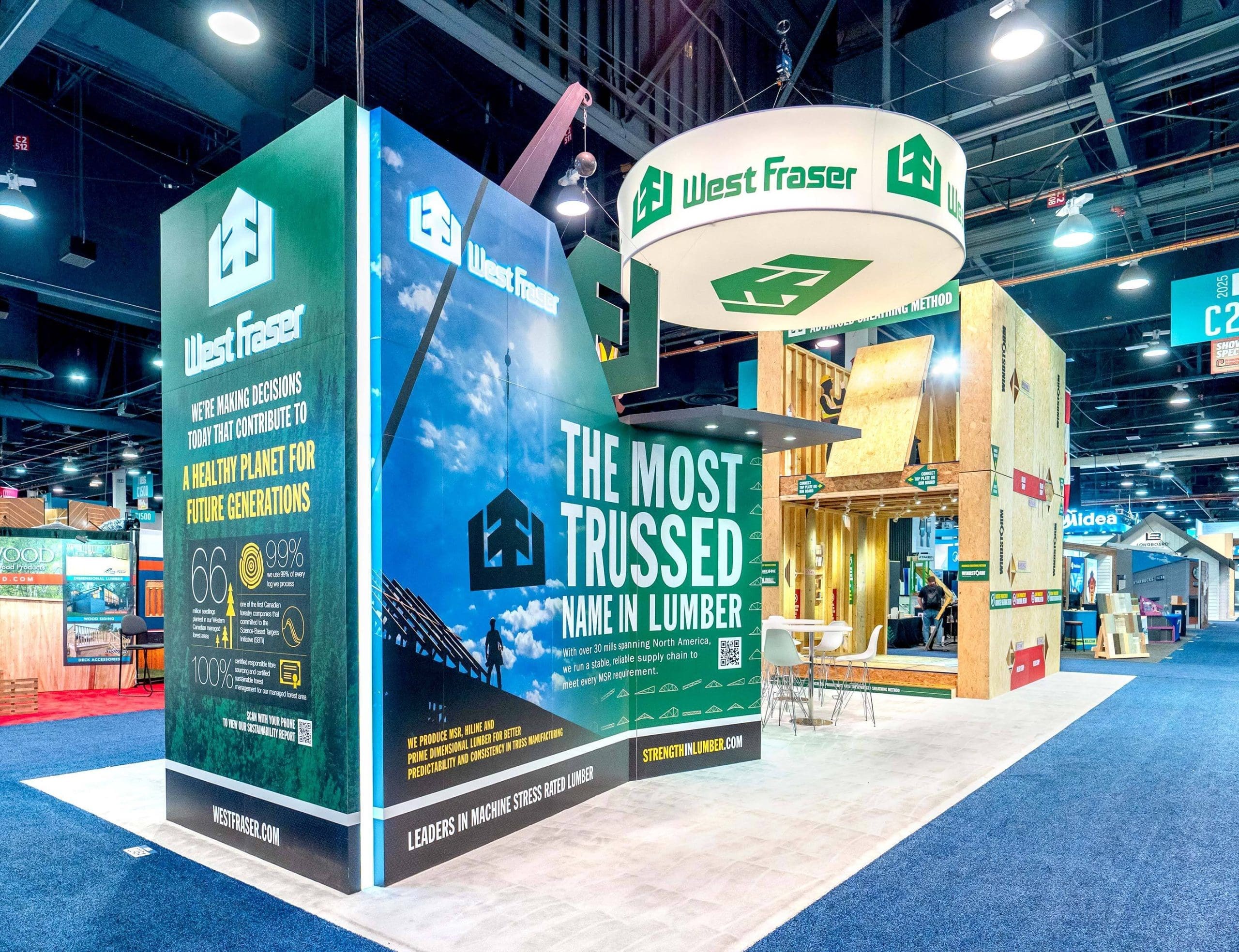 Custom booth designs and activations for in-person trade shows and presentations.